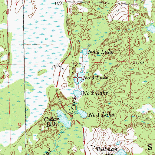 Topographic Map of Number Three Lake, WI