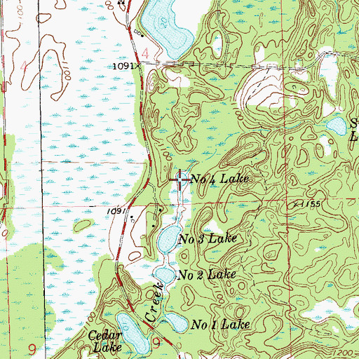 Topographic Map of Number Four Lake, WI