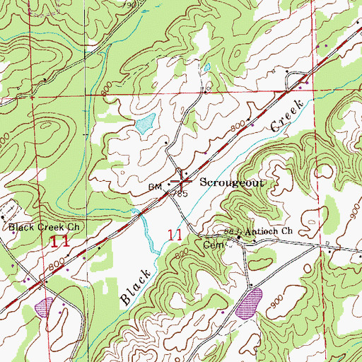 Topographic Map of Scrougeout, AL