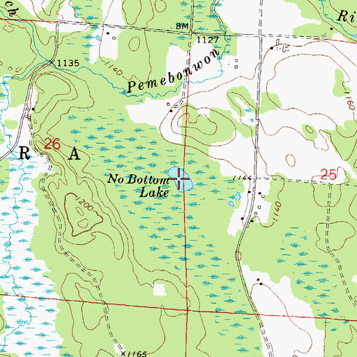 Topographic Map of No Bottom Lake, WI