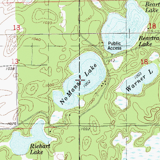Topographic Map of No Mans Lake, WI