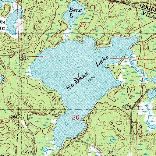 Topographic Map of No Mans Lake, WI