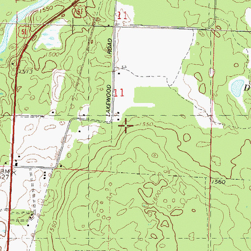Topographic Map of Nokomis School (historical), WI