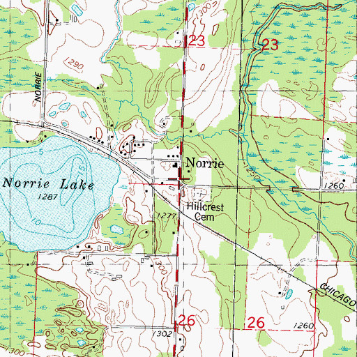 Topographic Map of Norrie, WI