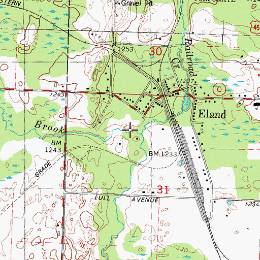 Topographic Map of Norrie Brook, WI