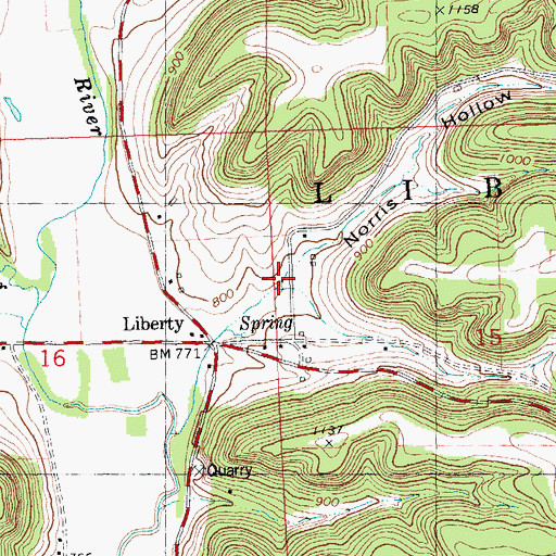 Topographic Map of Norris Hollow, WI