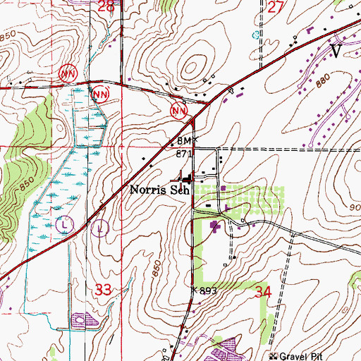 Topographic Map of Norris High School, WI