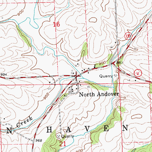 Topographic Map of North Andover, WI
