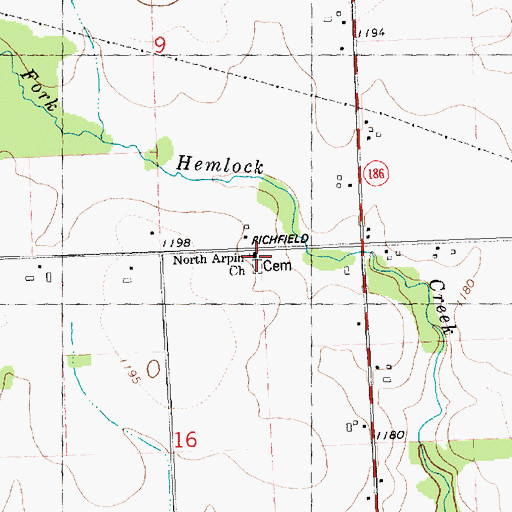 Topographic Map of North Arpin Church, WI