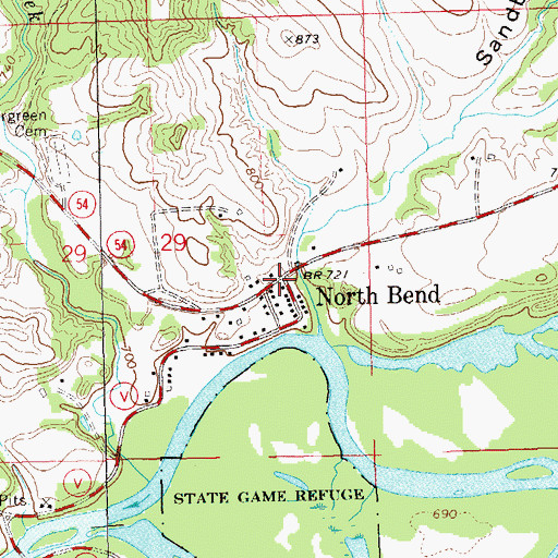 Topographic Map of North Bend, WI