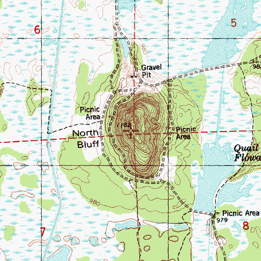Topographic Map of North Bluff, WI
