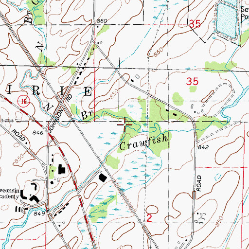 Topographic Map of North Branch Crawfish River, WI