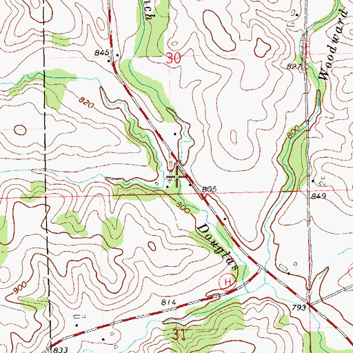 Topographic Map of North Branch Douglas Creek, WI