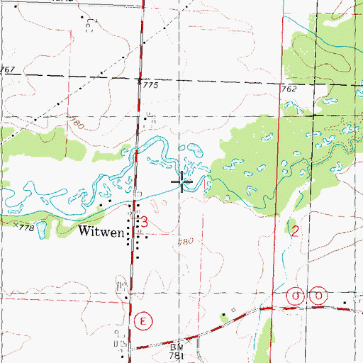 Topographic Map of North Branch Honey Creek, WI