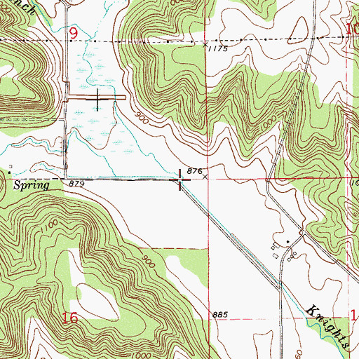 Topographic Map of North Branch Knights Creek, WI