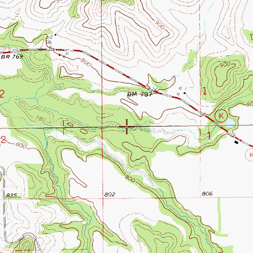 Topographic Map of North Branch Little Bear Creek, WI