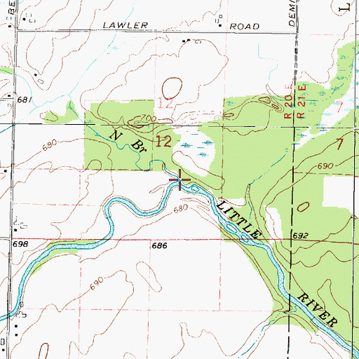 Topographic Map of North Branch Little River, WI
