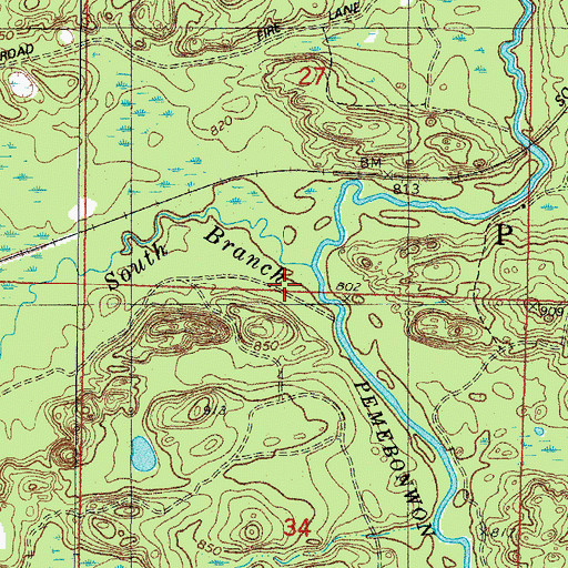 Topographic Map of North Branch Pemebonwon River, WI