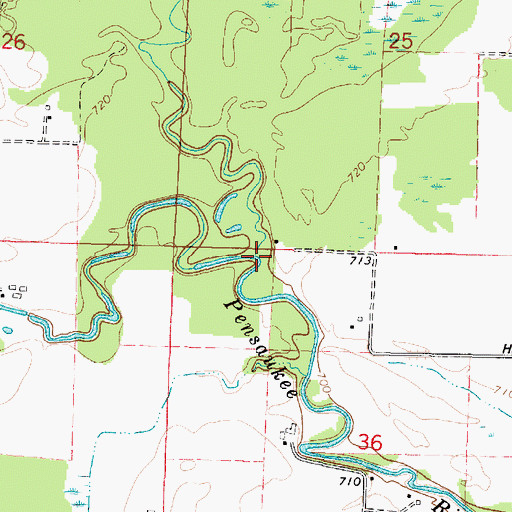Topographic Map of North Branch Pensaukee River, WI
