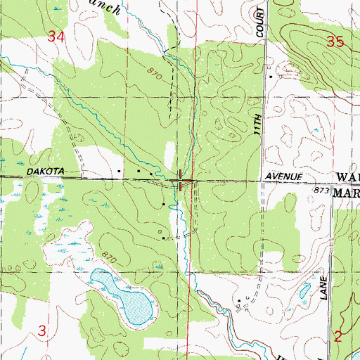 Topographic Map of North Branch Wedde Creek, WI
