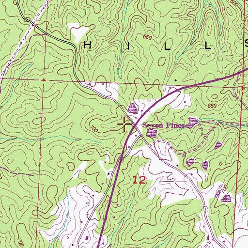 Topographic Map of Seven Pines, AL