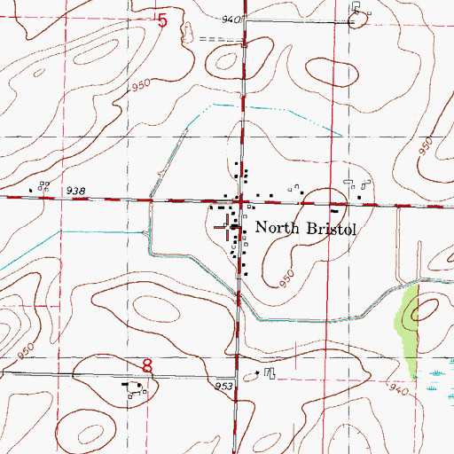 Topographic Map of North Bristol, WI