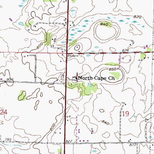 Topographic Map of North Cape Lutheran Church, WI