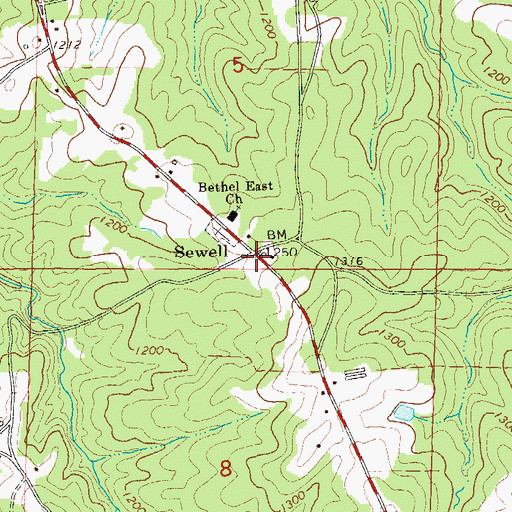 Topographic Map of Sewell, AL