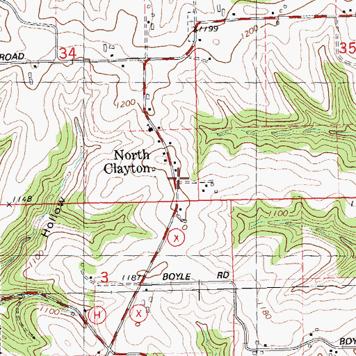 Topographic Map of North Clayton, WI