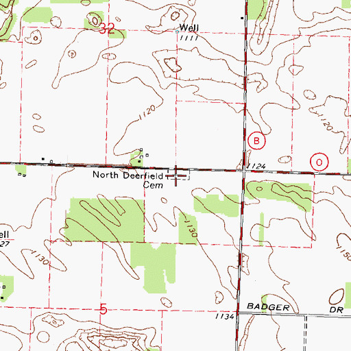 Topographic Map of North Deerfield Cemetery, WI