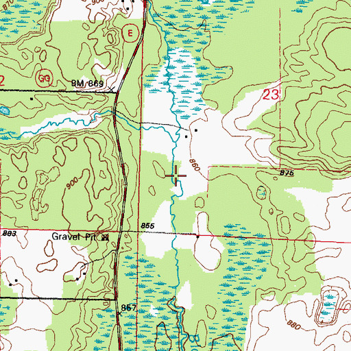 Topographic Map of North Fork Blake Creek, WI