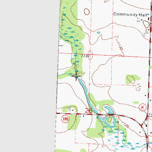Topographic Map of North Fork Hemlock Creek, WI