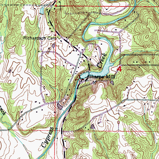 Topographic Map of Sharps Mill, AL