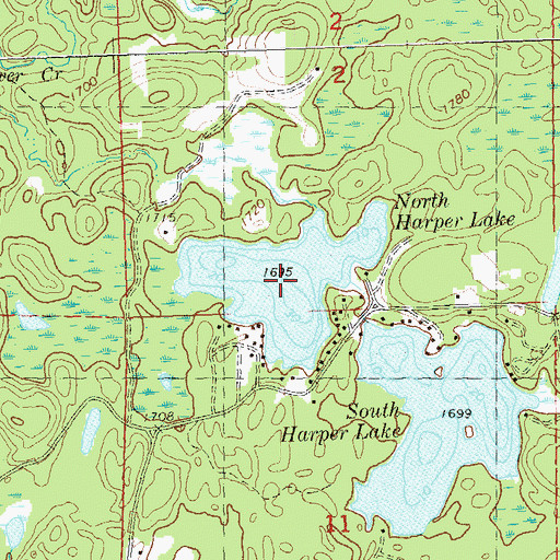 Topographic Map of North Harper Lake, WI