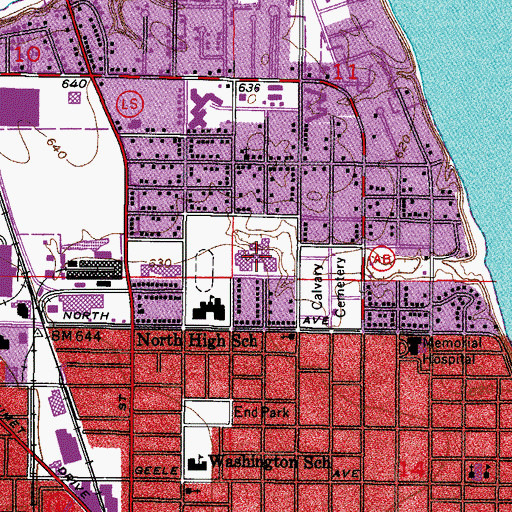 Topographic Map of North High School, WI