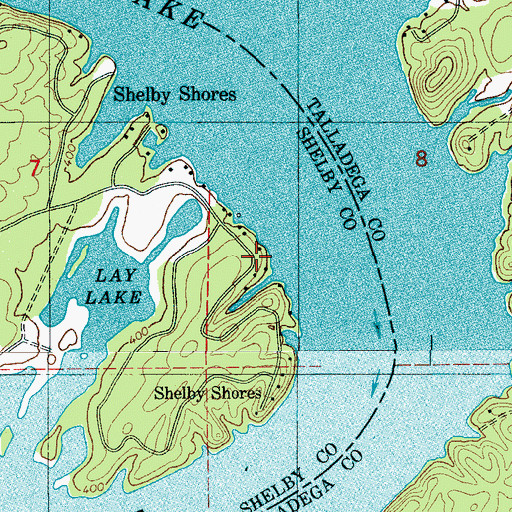 Topographic Map of Shelby Shores, AL