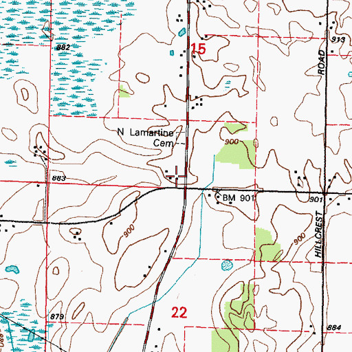Topographic Map of North Lamartine Cemetery, WI