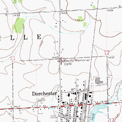 Topographic Map of North Memorial Cemetery, WI