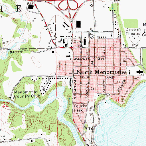 Topographic Map of North Menomonie, WI