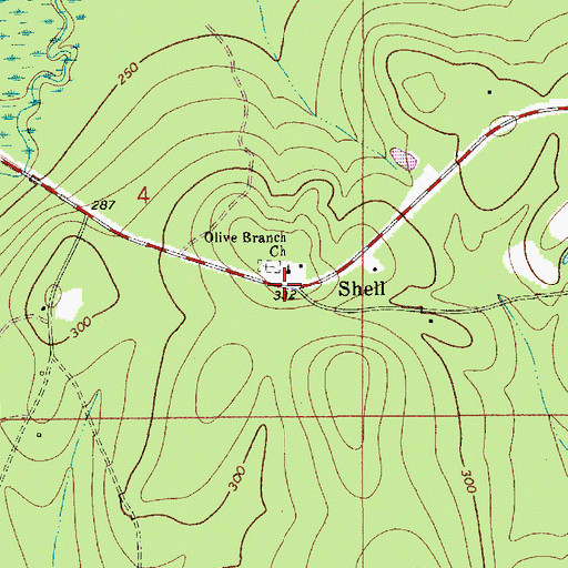 Topographic Map of Shell, AL