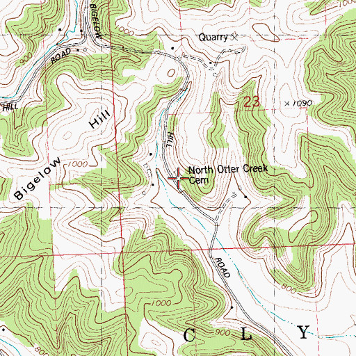 Topographic Map of North Otter Creek Cemetery, WI