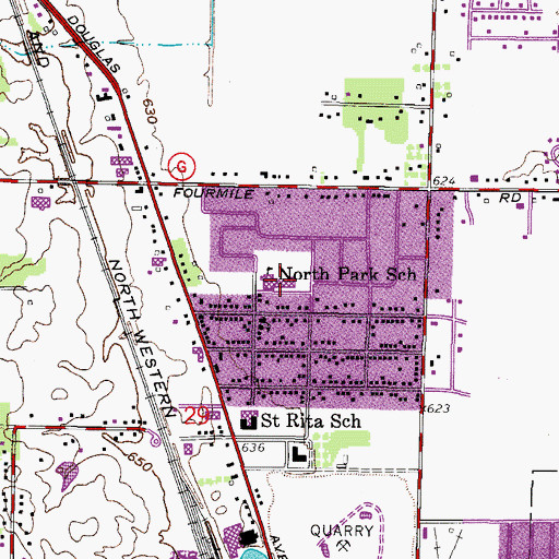 Topographic Map of North Park Elementary School, WI