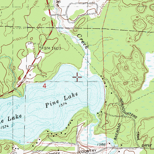 Topographic Map of North Pine Lake Creek, WI