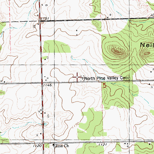 Topographic Map of North Pine Valley Cemetery, WI
