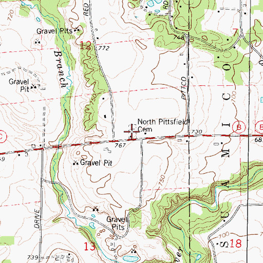 Topographic Map of North Pittsfield Cemetery, WI