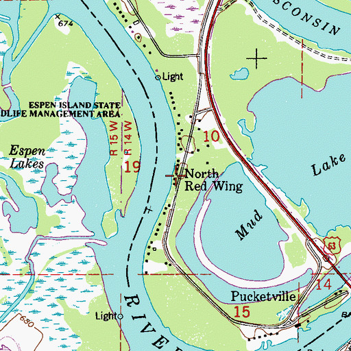 Topographic Map of North Red Wing, WI