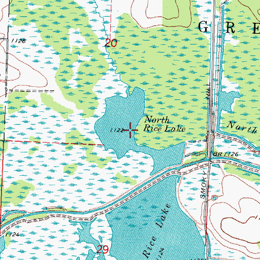 Topographic Map of North Rice Lake, WI