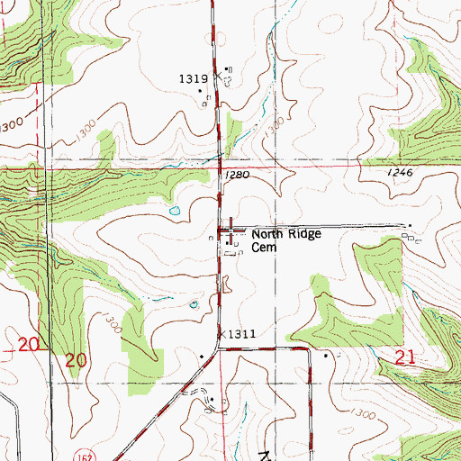 Topographic Map of North Ridge Cemetery, WI