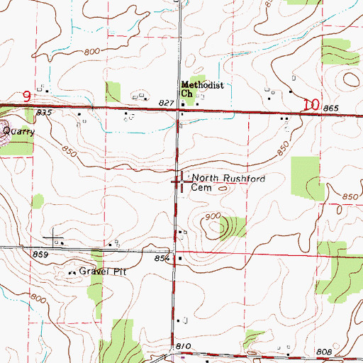 Topographic Map of North Rushford Cemetery, WI