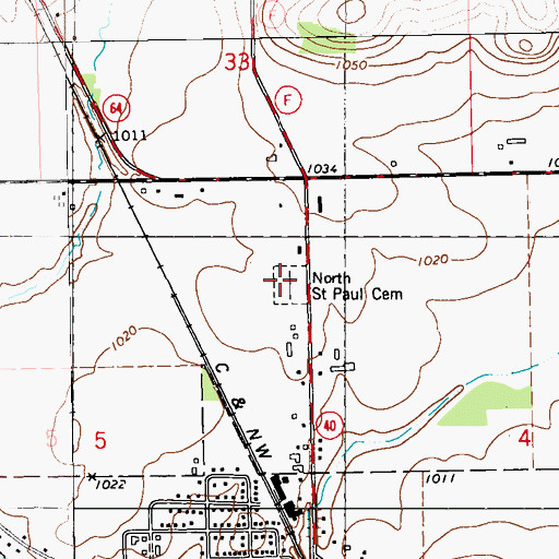 Topographic Map of North Saint Paul Cemetery, WI